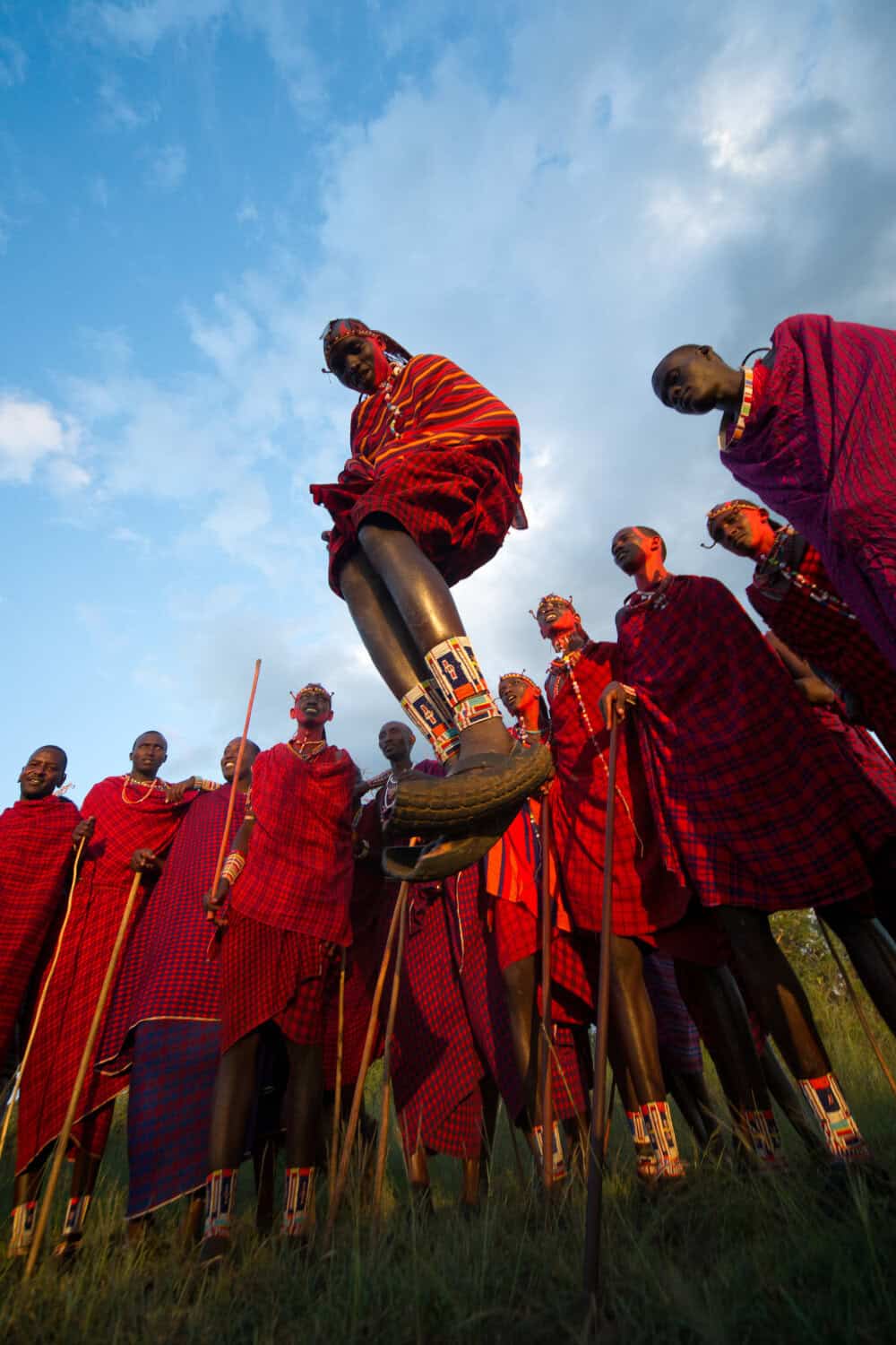 Maasai warriors Shuka jump and dance, Campi ya Kanzi, Kenya