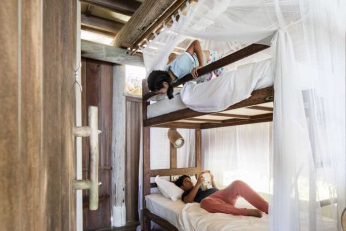 bunks, one bed beach house with bunk room, Nikoi Island, Indonesia