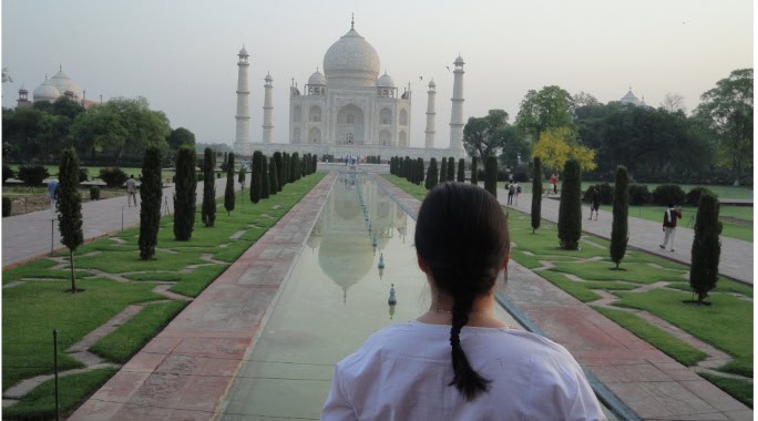 Earth Changers Founder Vicky at the Taj Mahal, UNESCO World Heritage Site