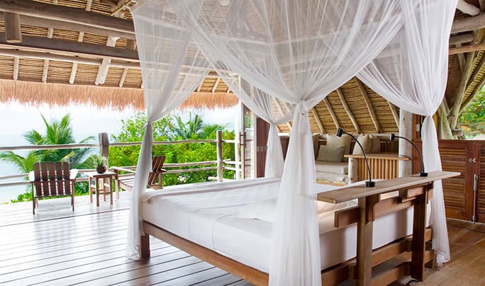 Indonesia Nikoi Island beach house interior two bed