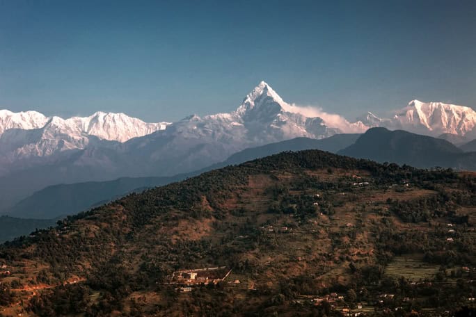 Nepal Tiger Mountain Pokhara Lodge Mountains from Lodge