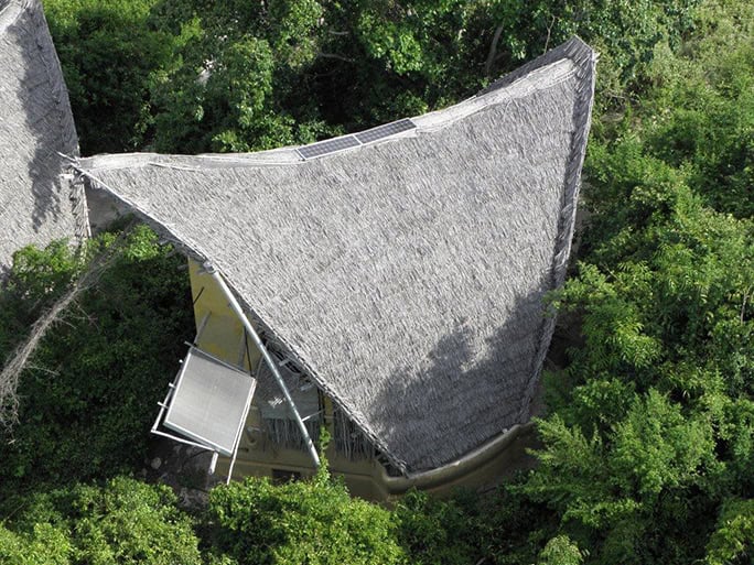 Banda bungalow, Solar water heater, Chumbe Island, Tanzania