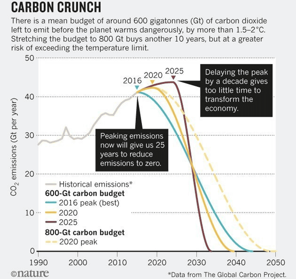(c) Nature - Carbon Crunch - global carbon project data