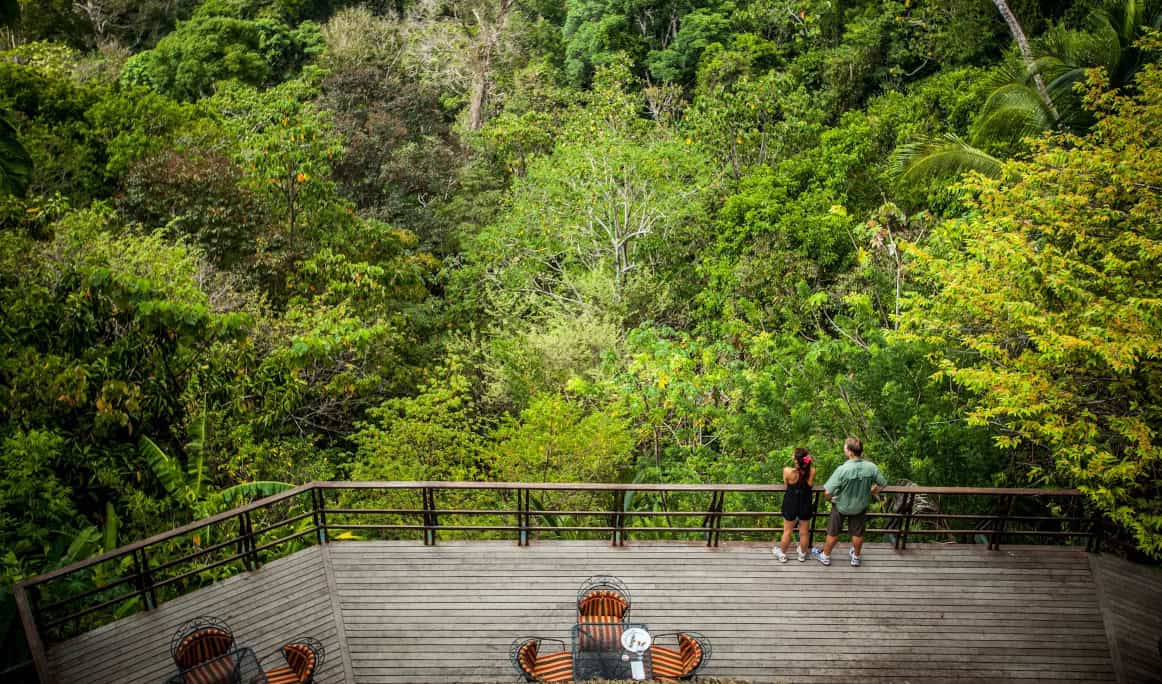 Lapa Rios, restaurant terrace rainforest canopy balcony